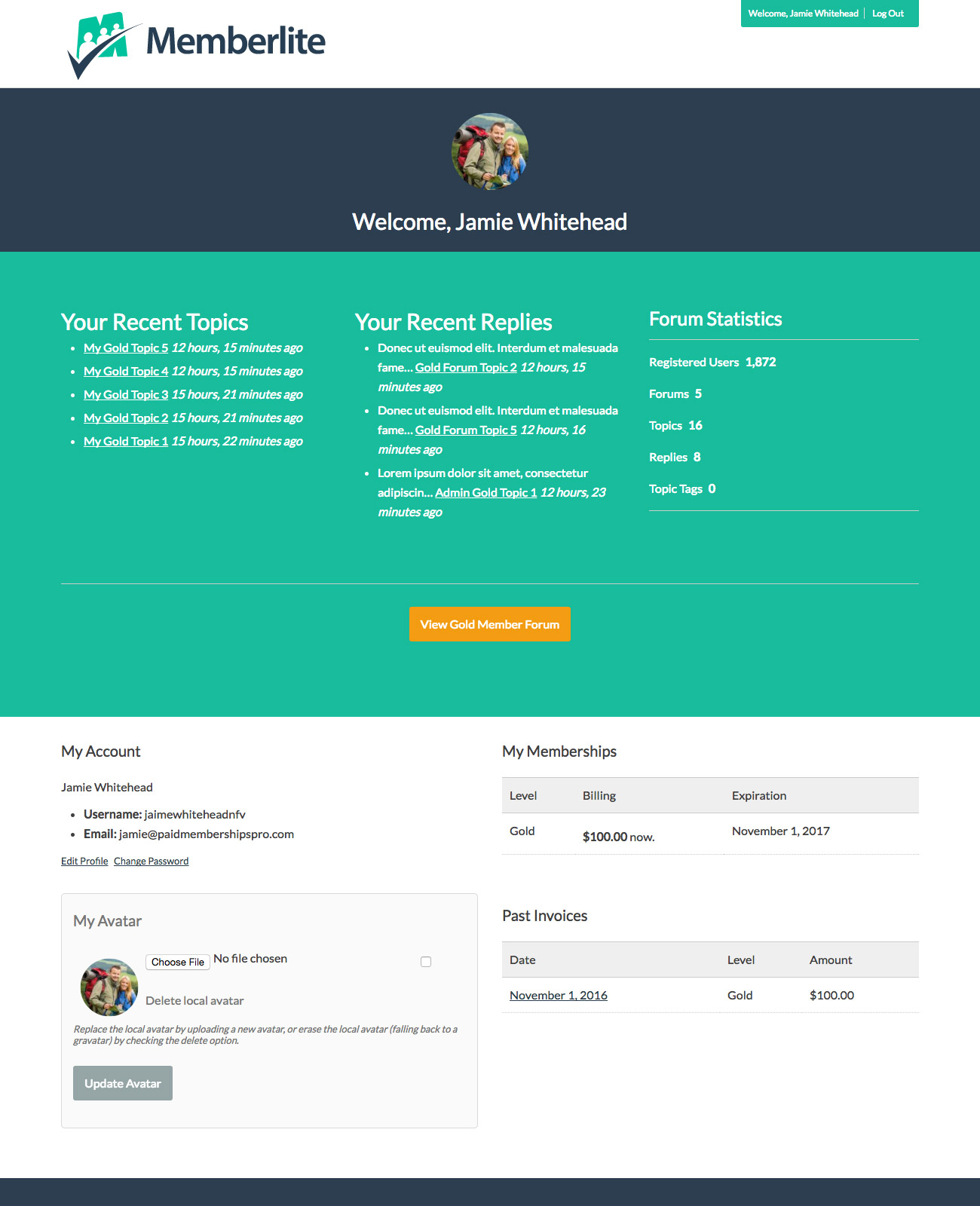 bbPress Forums Member Dashboard