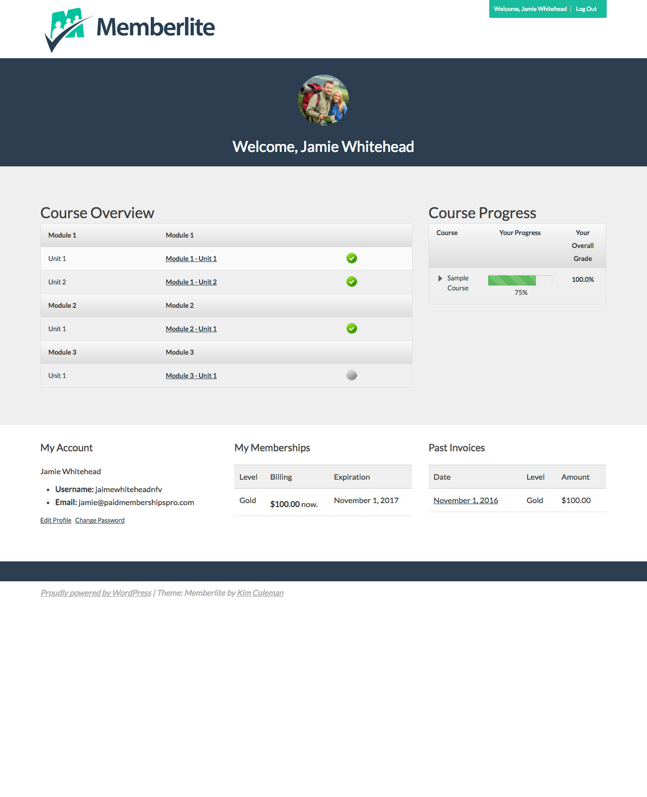 eLearning with WP Courseware Member Dashboard