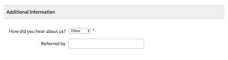 Screenshot of Additional Information "How did you hear about us?" at checkout