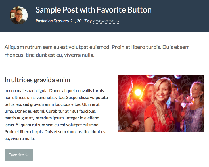 Sample Post with Favorite Button using our Favorite Plugins