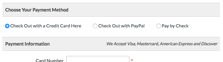 Screenshot Choose Payment Method with all three options