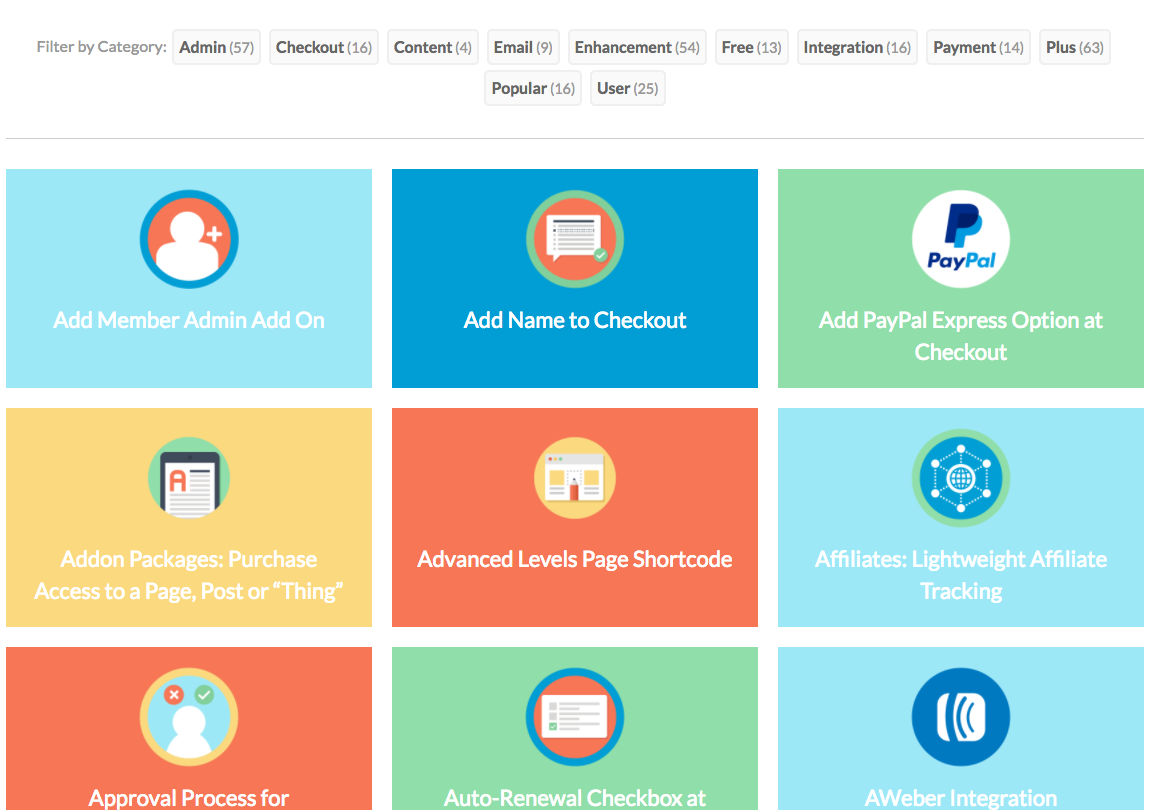 Browse Add Ons with category filters