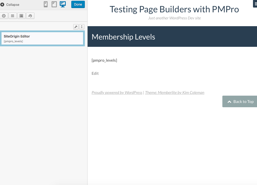 Error rendering the PMPro page shortcodes using a page builder