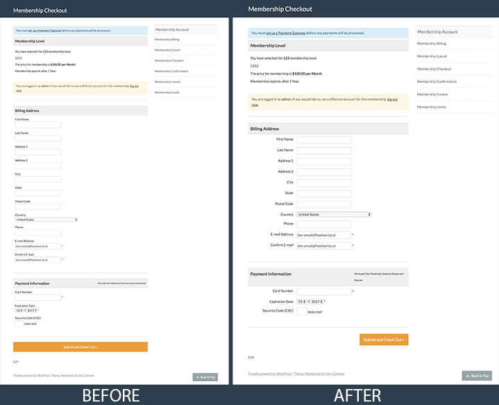 Inline Labels and Inputs to Style the Checkout Page Before and After