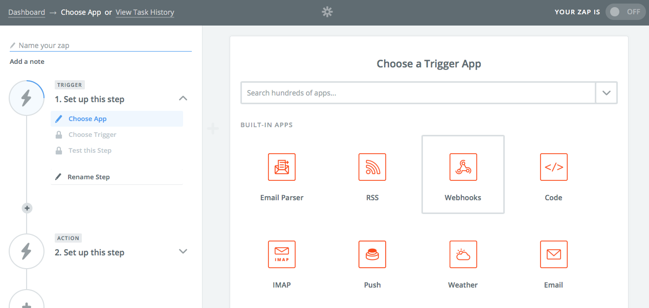 PMPro Zapier Step 1: Choose a Trigger App