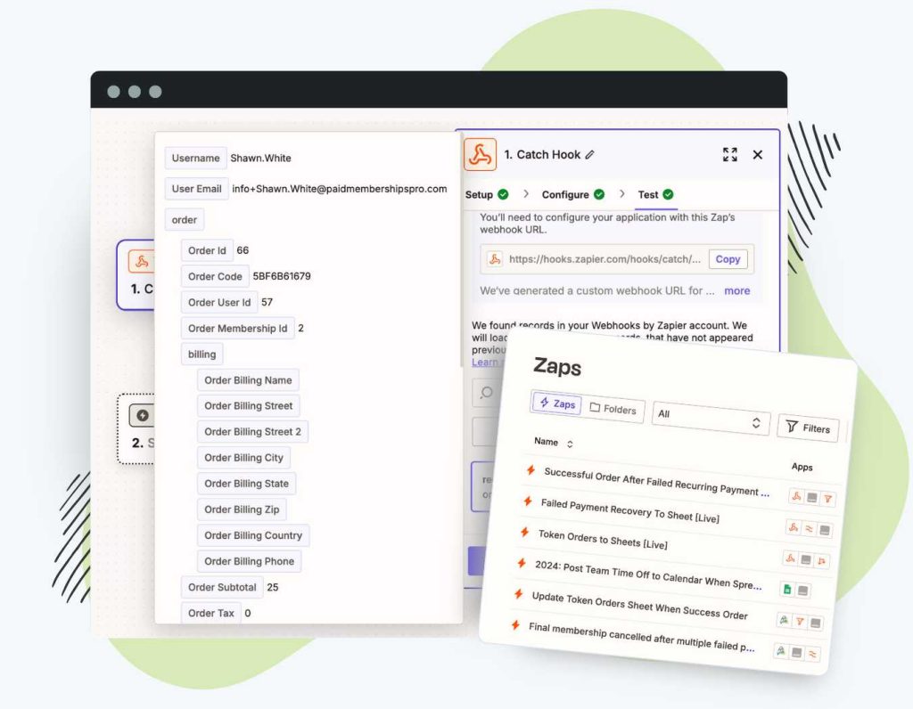Splash Graphic for the Zapier Webhook Add On for Paid Memberships Pro
