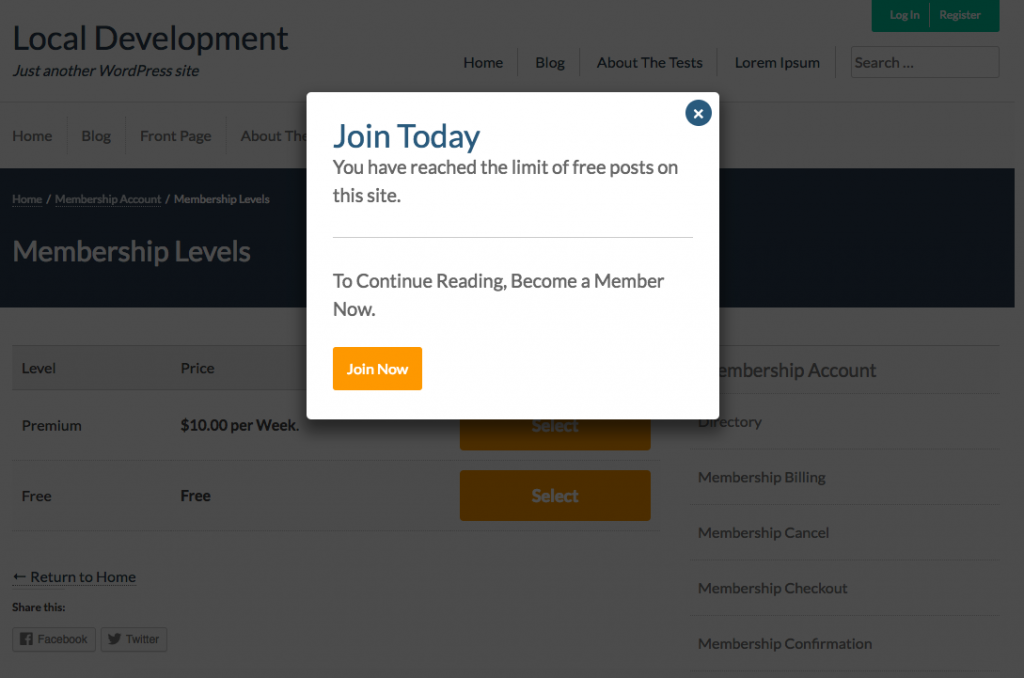 Limit Post Views - Popup Maker Triggered