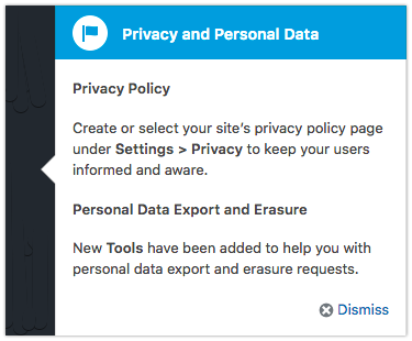 Privacy and Personal Data under Settings > Privacy to inform your users