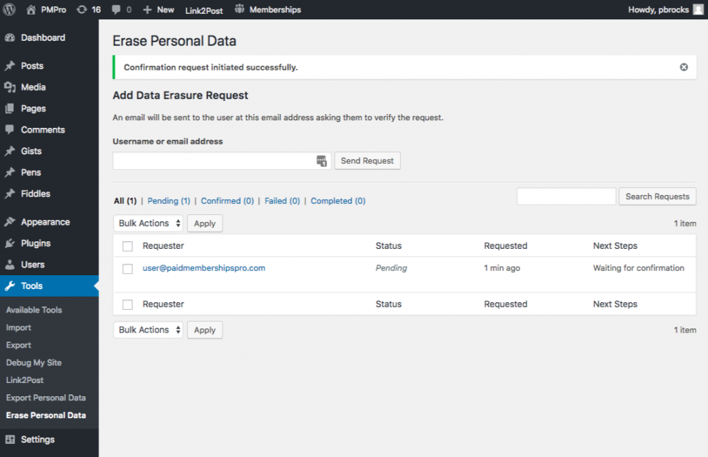 Erase Personal Data in WordPress core