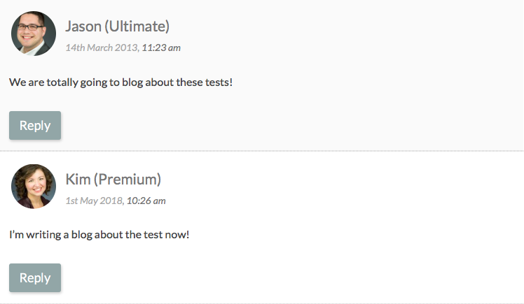 Show user's level name next to author name in comment