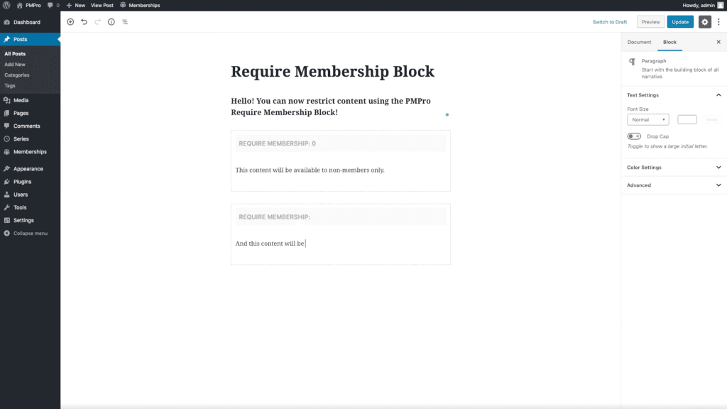 Require Membership Block