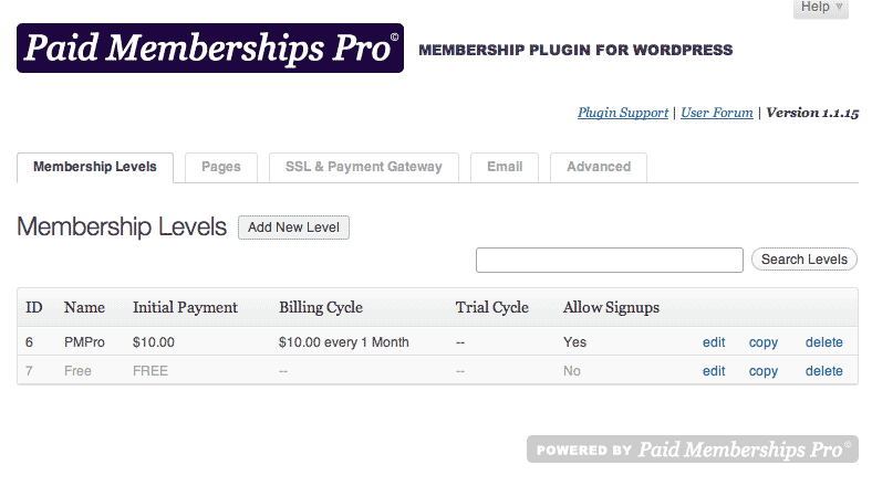 PMPro Circa 2011: Level Settings