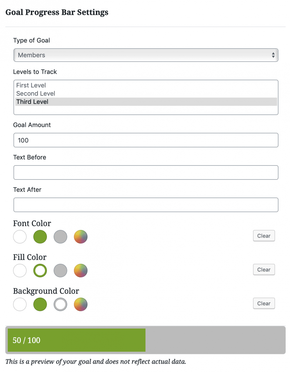 Goals Progress Bar Add On Plugin