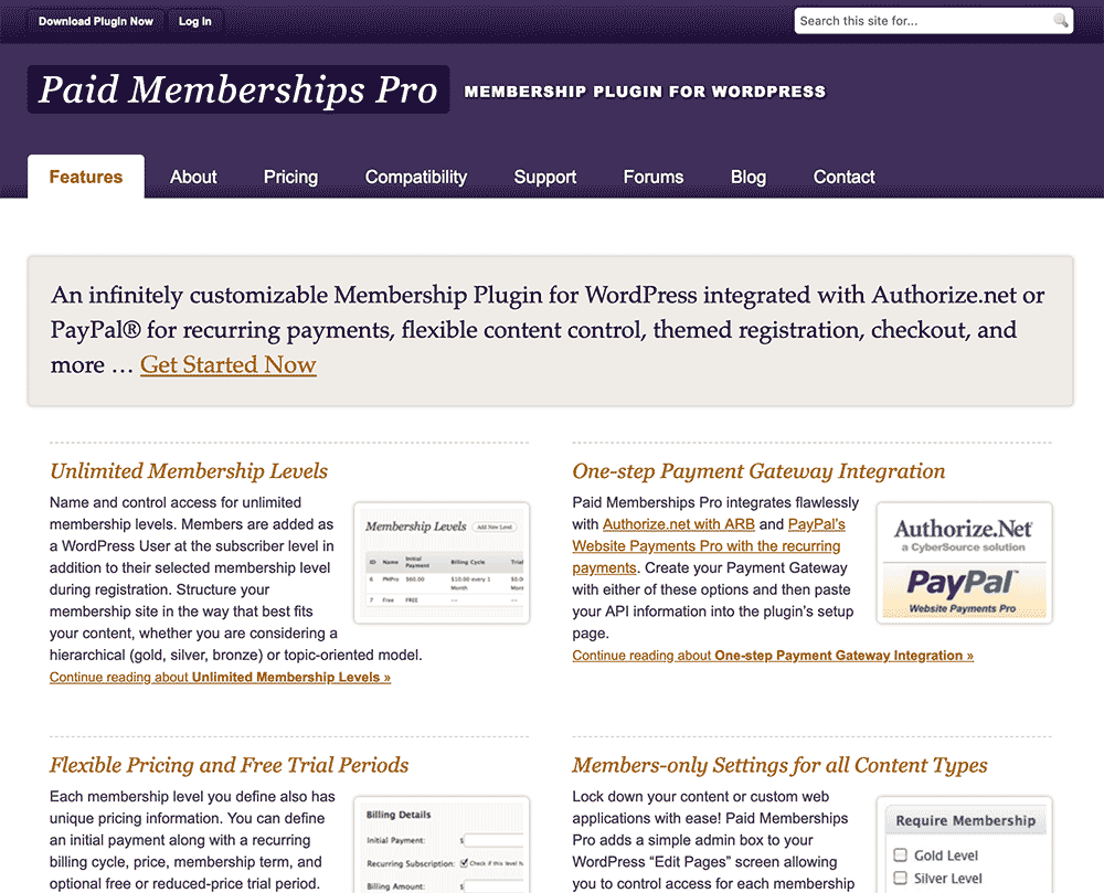 PMPro Homepage circa 2011