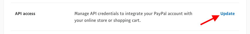 PayPal Account Settings: API Access