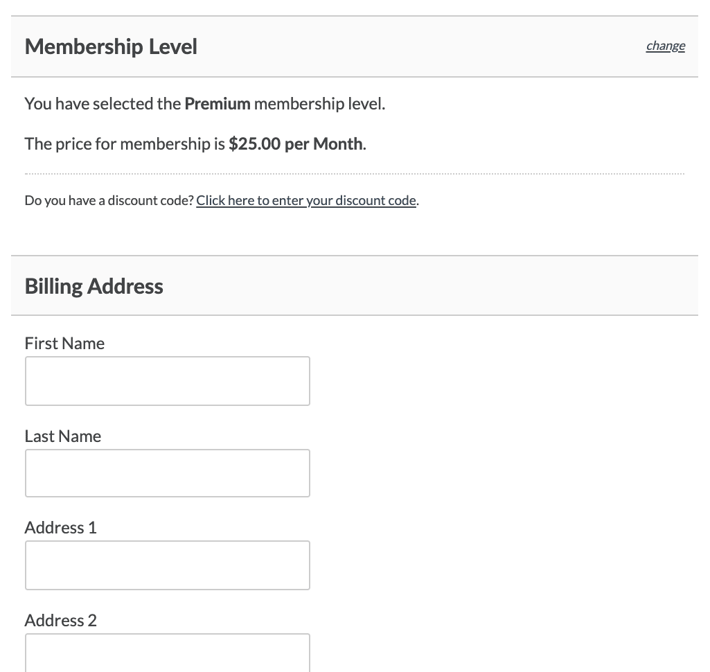 Reduce required fields at membership checkout to generate username and password using Billing Information fields.