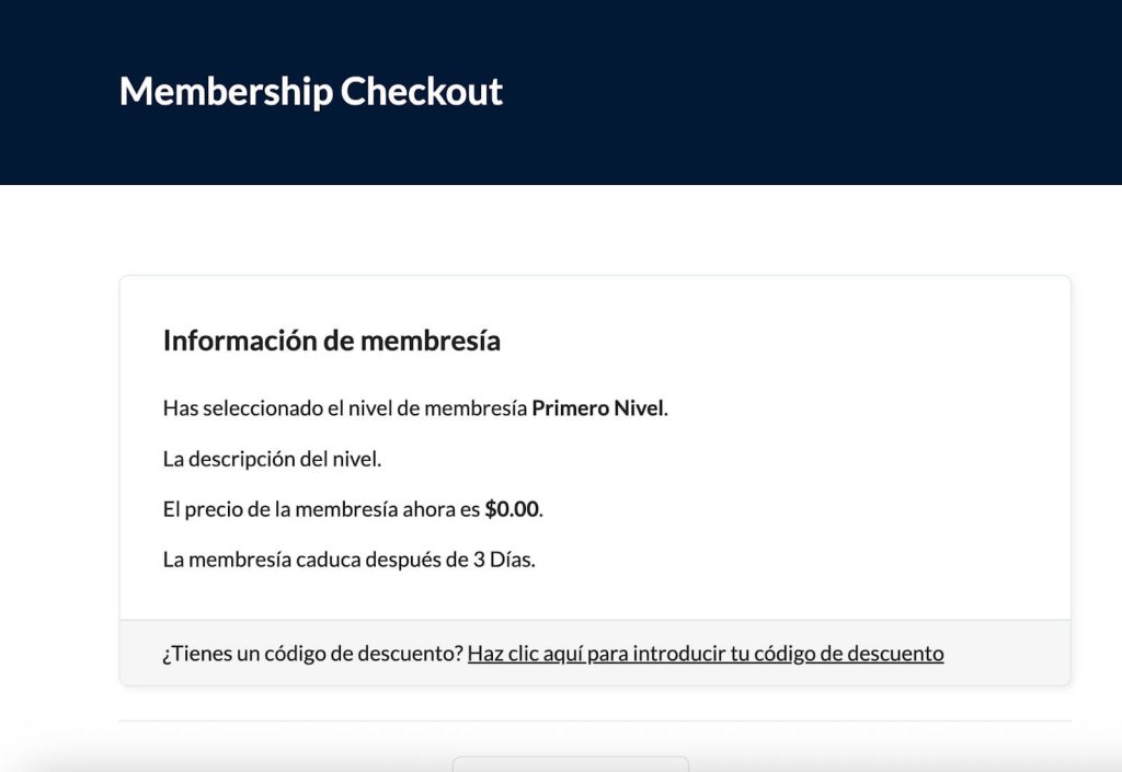 Screenshot of Membership Details Being Translated