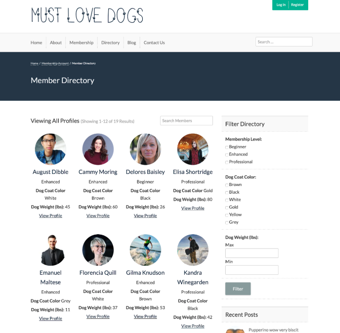 Allow Users to Filter Results in your Member Directory