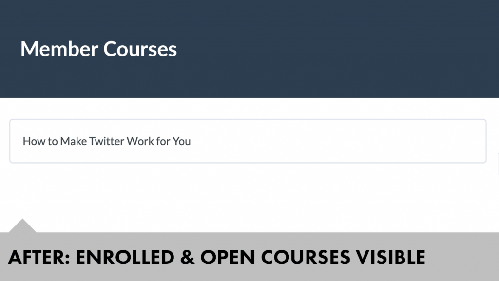 Filtered course list for member's available courses