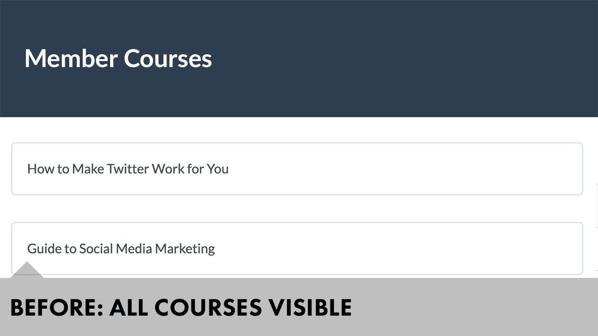 Default output shows all courses