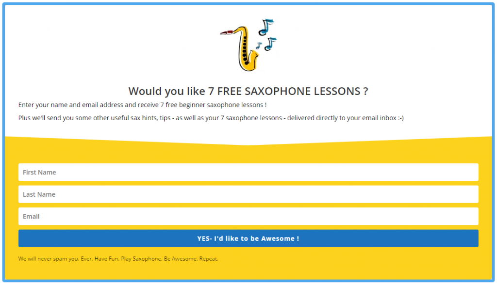 Opt in for free saxophone lessons