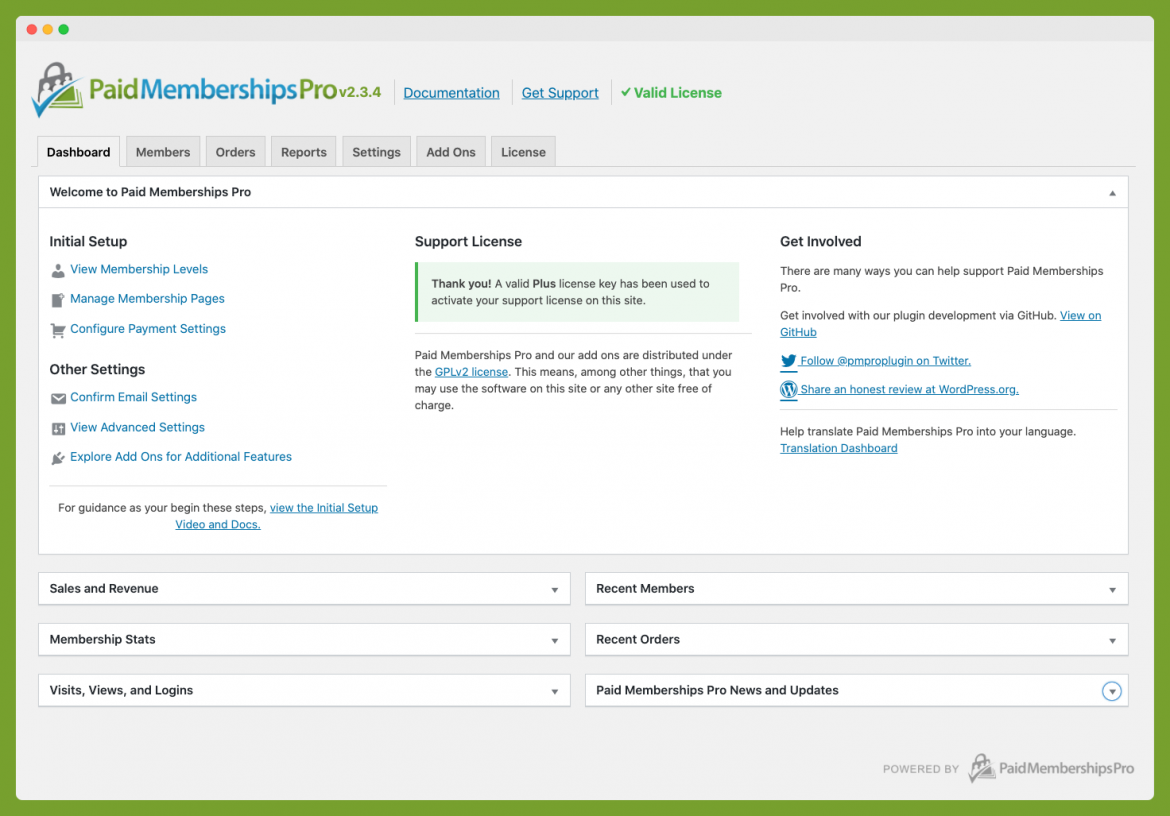 PMPro Membership Dashboard Documentation