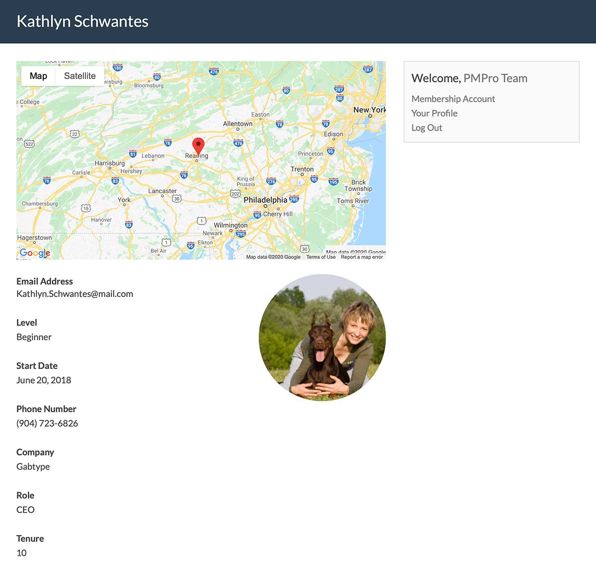 Membership Map on a single Member Profile frontend page