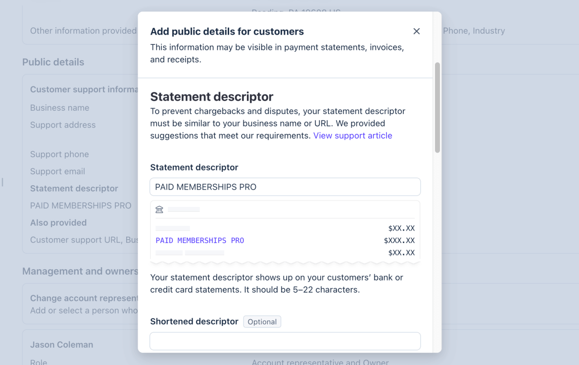 Stripe Statement.pdf Custom Stripe Statement Descriptor for Membership Checkouts