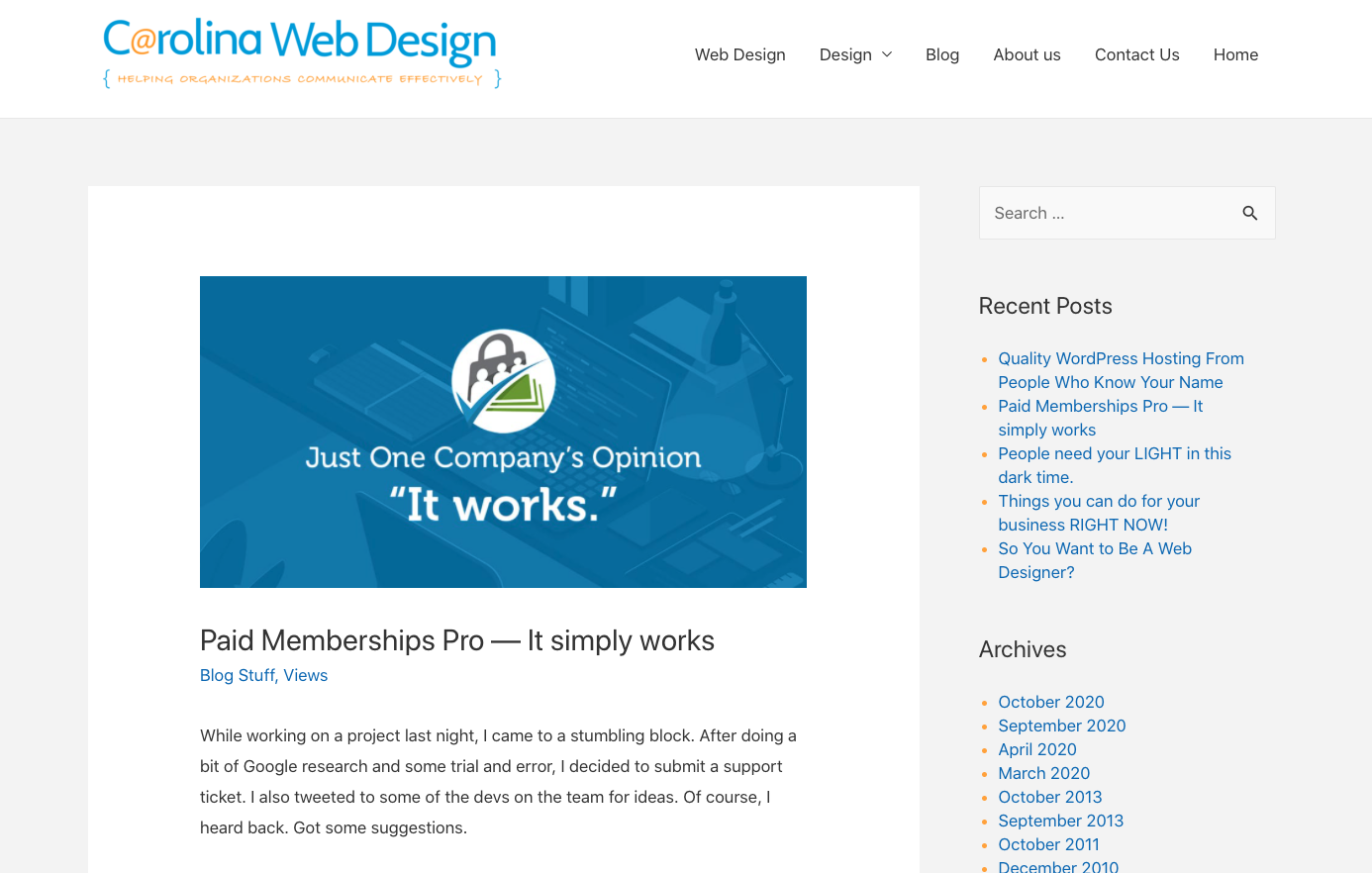 Carolina Web Design Paid Memberships Pro Review