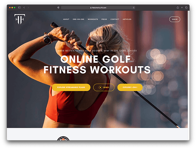 Creating a Subscription-Based Website Screenshot of Golf Fitness Website