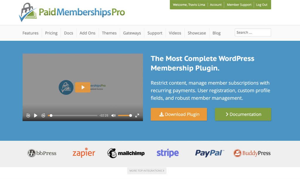 Paid Memberships Pro Homepage Screenshot