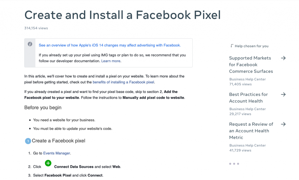 Facebook Pixel instructions