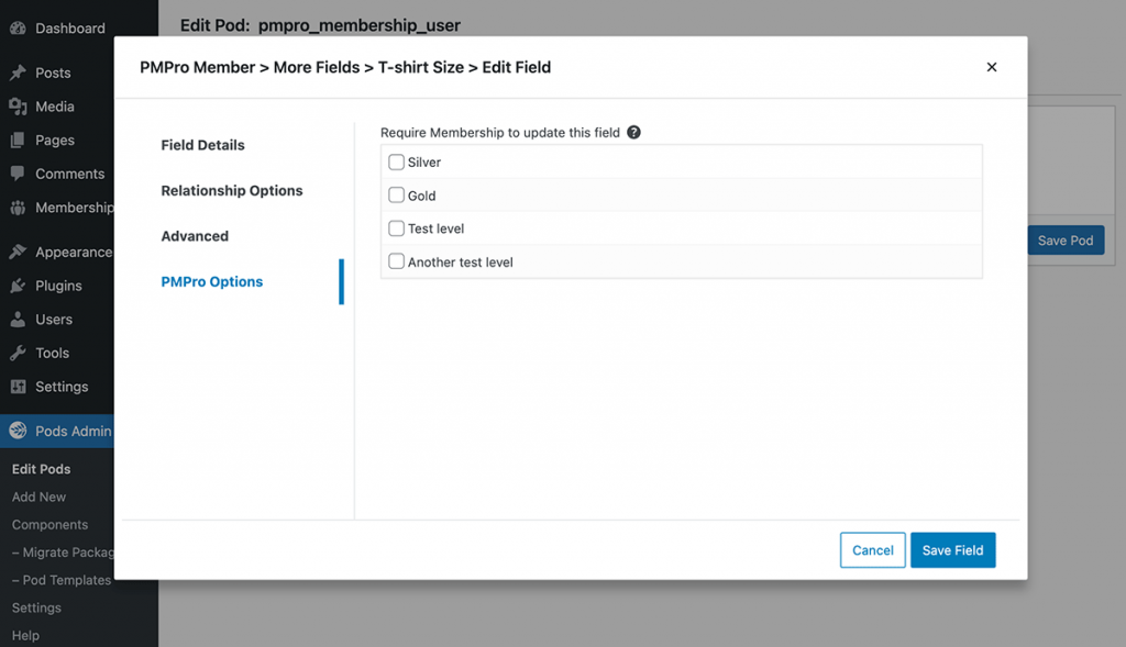 Edit Field Options