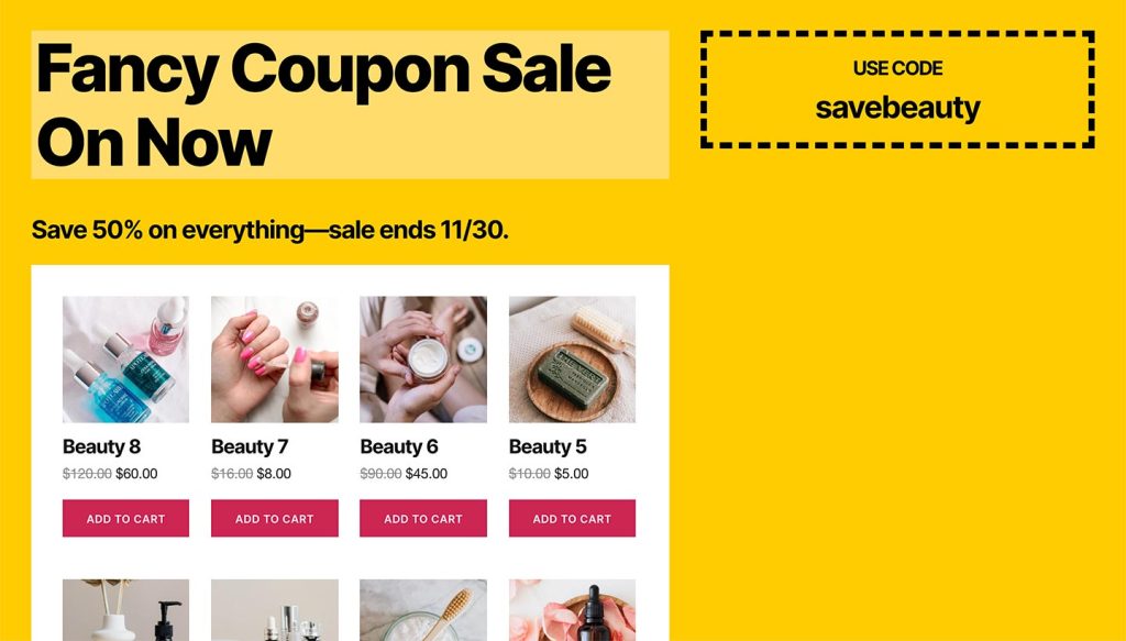 Example of a Sales Landing Page Template From Sitewide Sales WordPress Plugin