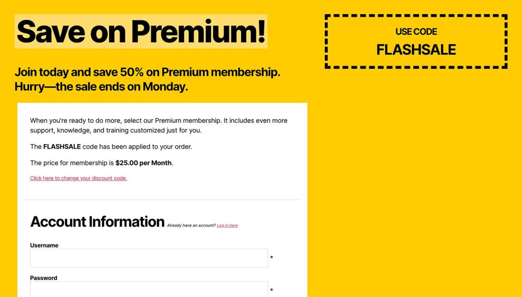 A Sitewide Sales Landing Page With a Website Copy That Creates a Sense Of Urgency