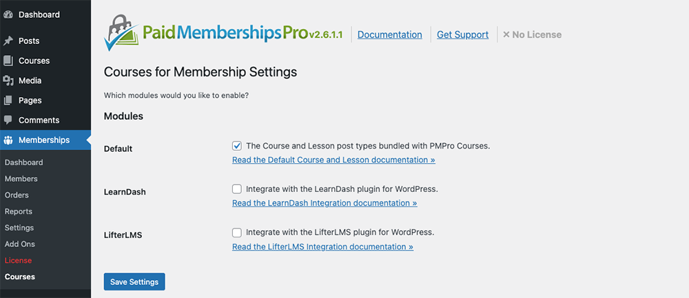 Integrating the Courses for Membership Add on with LMS plugins 