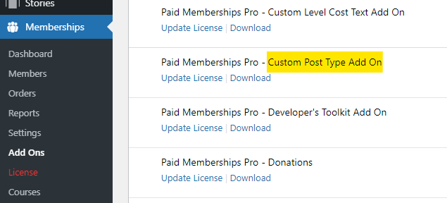 Installing Custom Post Type Add On