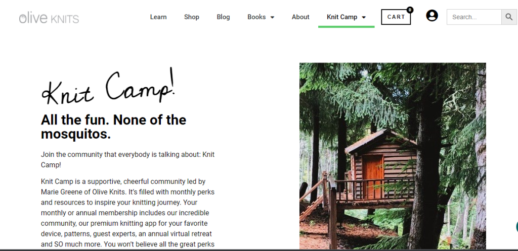 Olive Knits, an E-Commerce Website, Has a Specific Members Area Named Knit Camp