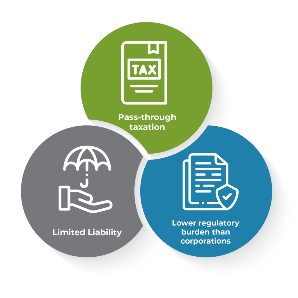 LLCs are the best of both worlds where you get protection for personal assets with a lower regulatory burden than corporations.