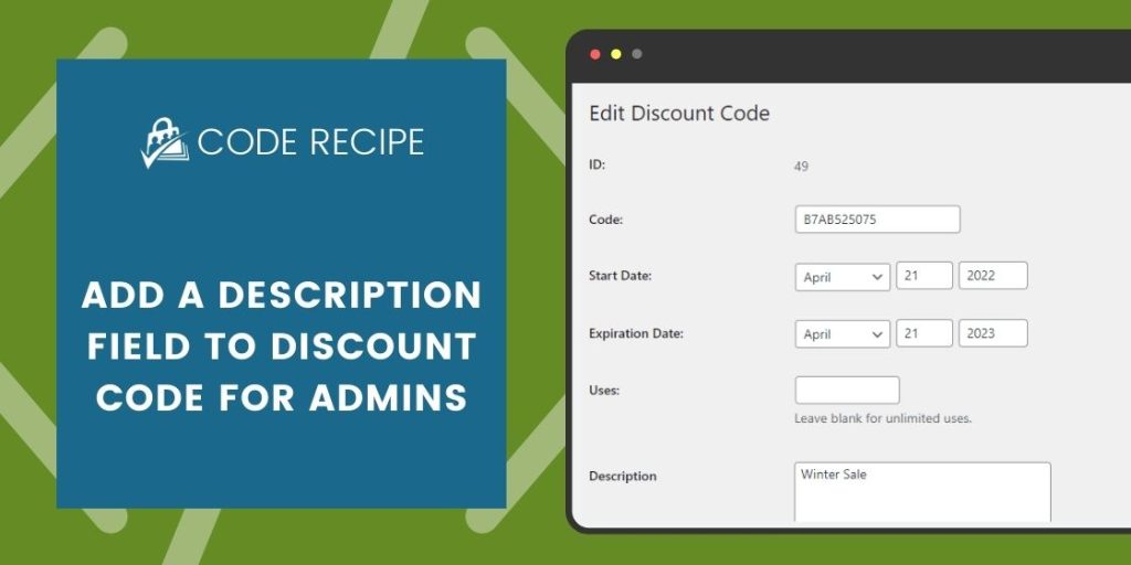 Banner Image for Add a Description Field to Discount Code for Admins Code Recipe