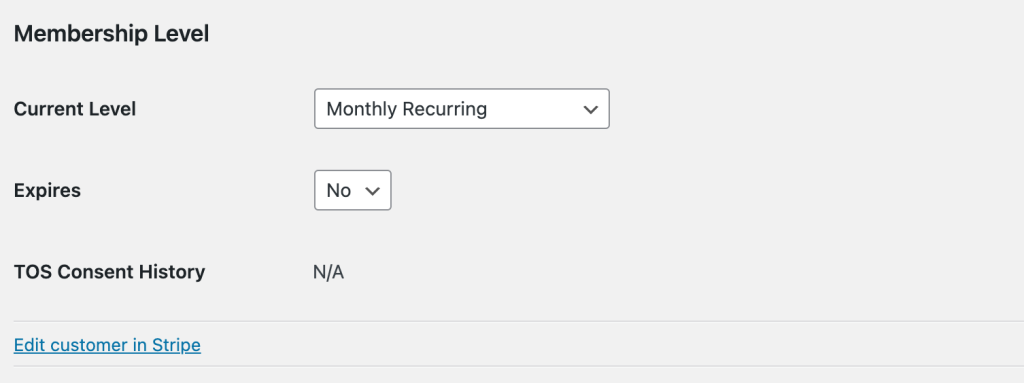 Screenshot editing payment subscriptions directly from the Stripe Dashboard