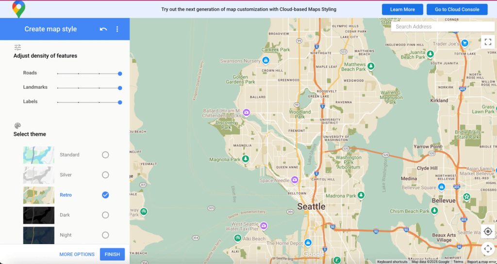 Screenshot of the Google Maps Style Builder