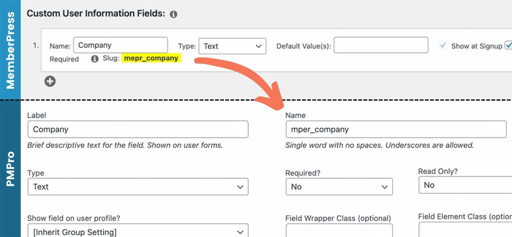 Migrate MemberPress fields to PMPro User Fields