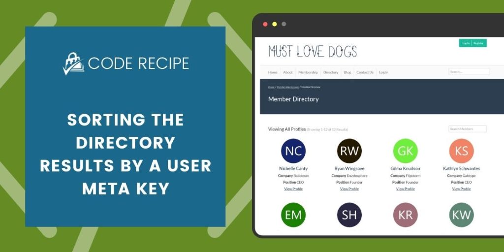 Sorting the Directory Results by a User Meta Key