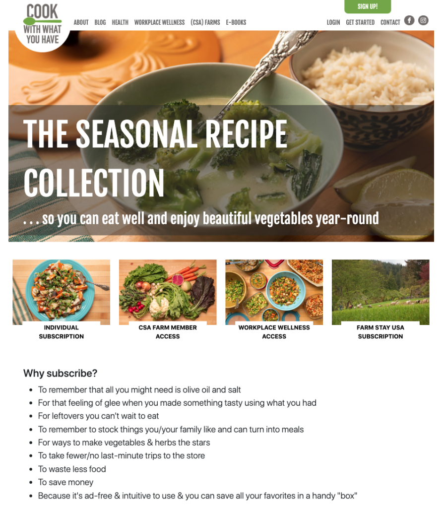 Cook With What You Have Homepage Screenshot
