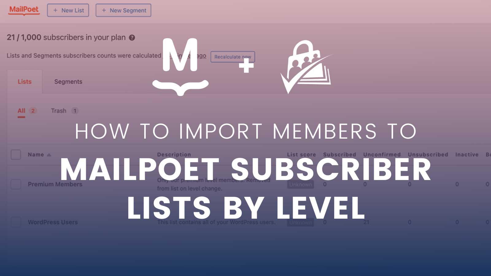 Import PMPro's Members List to MailPoet Subscriber Lists by Level