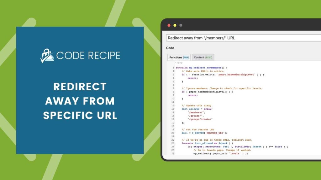 Redirect Away From Specific URL Code Recipe Banner Image