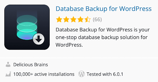 Screenshot of Database Backup for WordPress in WordPress repository