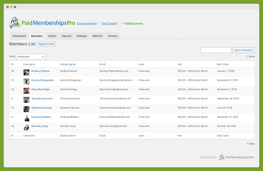 Members List in PMPro Settings after migration to PMPro is complete