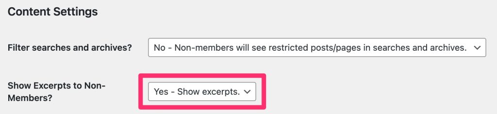 Paid Memberships Pro setting: Show Excepts to Non-Members
